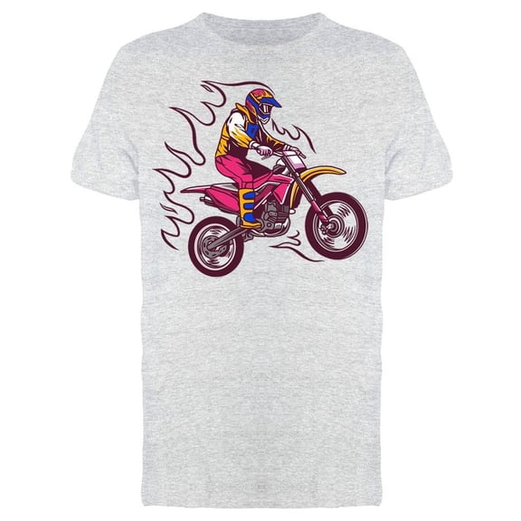 Flaming Motocross Rider Tee Men's -Image by Shutterstock