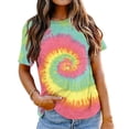 thumbnail image 2 of Tie Dye Tees for Women Rainbow Short Sleeve Crewneck Fashion T Shirts Funny Casual Loose Fit Tops 2025, 2 of 5