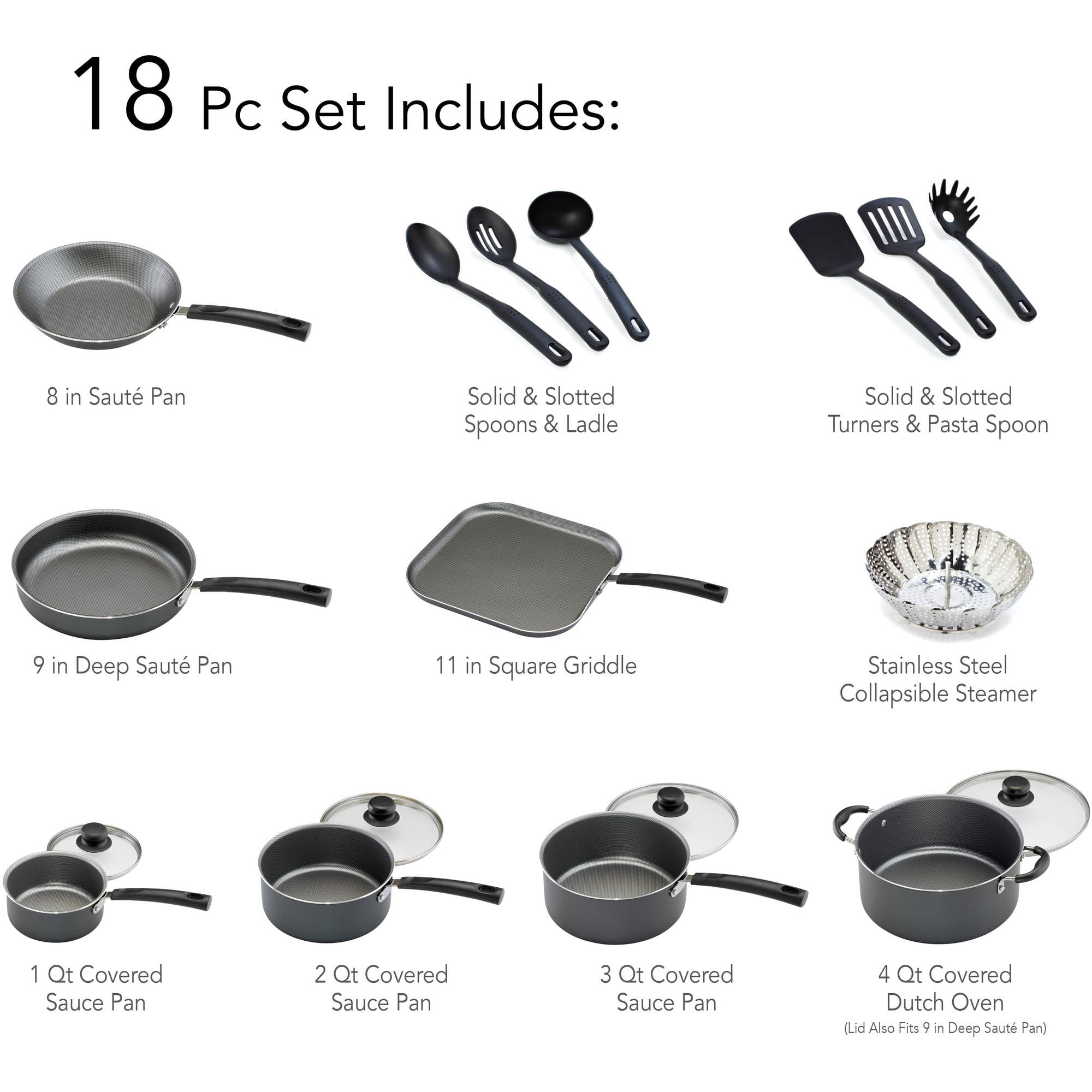 Tramontina Primaware 18 Piece Non-stick Cookware Set, Steel Gray - 3