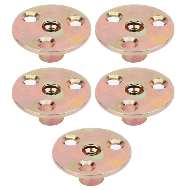 5 Pcs T Nut Flange, Galvanized Iron Furniture Fixing Tee Round Base Nut, Delicate and Strong, M6 M8 M10, One Piece Molding, Without Burrs, More Practical