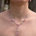 thumbnail image 3 of Dainty Pink Rose Drop Earrings with Crystal Accents - 1 Inch Romantic Floral Dangle Earrings Jewelry Earring Silver, 3 of 7