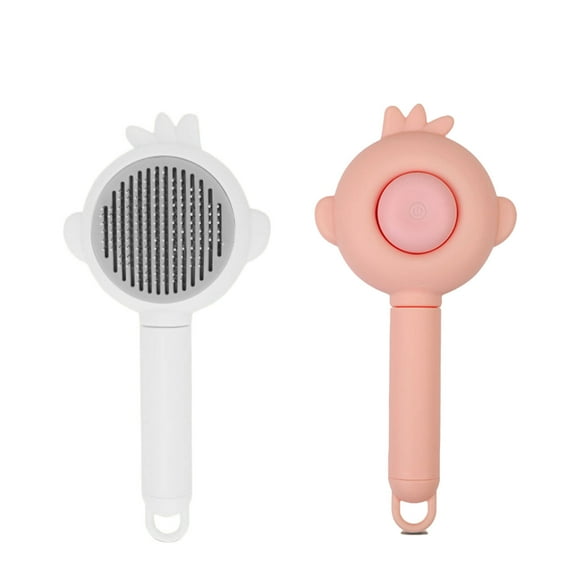 ACDANC 2Pcs Cat Brush Mess-Free Cat Brush for Shedding Rounded Stainless Steel Teeth Cat Grooming Supplies,Pink