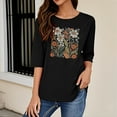 thumbnail image 5 of Runfenguu Western Graphic Tees For Women Womens Graphic Tees Ladies' Fashion Floral Printed Round Neck 3/4 Sleeve T-Shirt Shirt Sleeve Round Neck Top/Shirt, 5 of 6