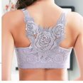 thumbnail image 5 of Agkizg Women's Front Zipper Wireless Lace Bra Rose Floral Embroidery Wide Adjustable Straps Full Coverages Breathable Non Underwire Comfortable Support Everyday Plus Size Bra for Women, 5 of 6