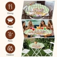 thumbnail image 7 of Easter Bunny Round Tablecloth, Fitted Table Cover with Elastic for 45"-54" Round Tables, Spring Easter Eggs Floral Sage Green Check Table Cloth Outdoor Indoor Dinning Party Waterproof Tablecloths, 7 of 7