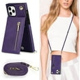 thumbnail image 3 of Crossbody Phone Case for iPhone 11 Pro Max Case with Card Holder for Women,iPhone 11 Pro Max Case Wallet with Strap Lanyard for Men,PU Leather Magnetic Clasp with Kickstand 6.5", Purple, 3 of 16