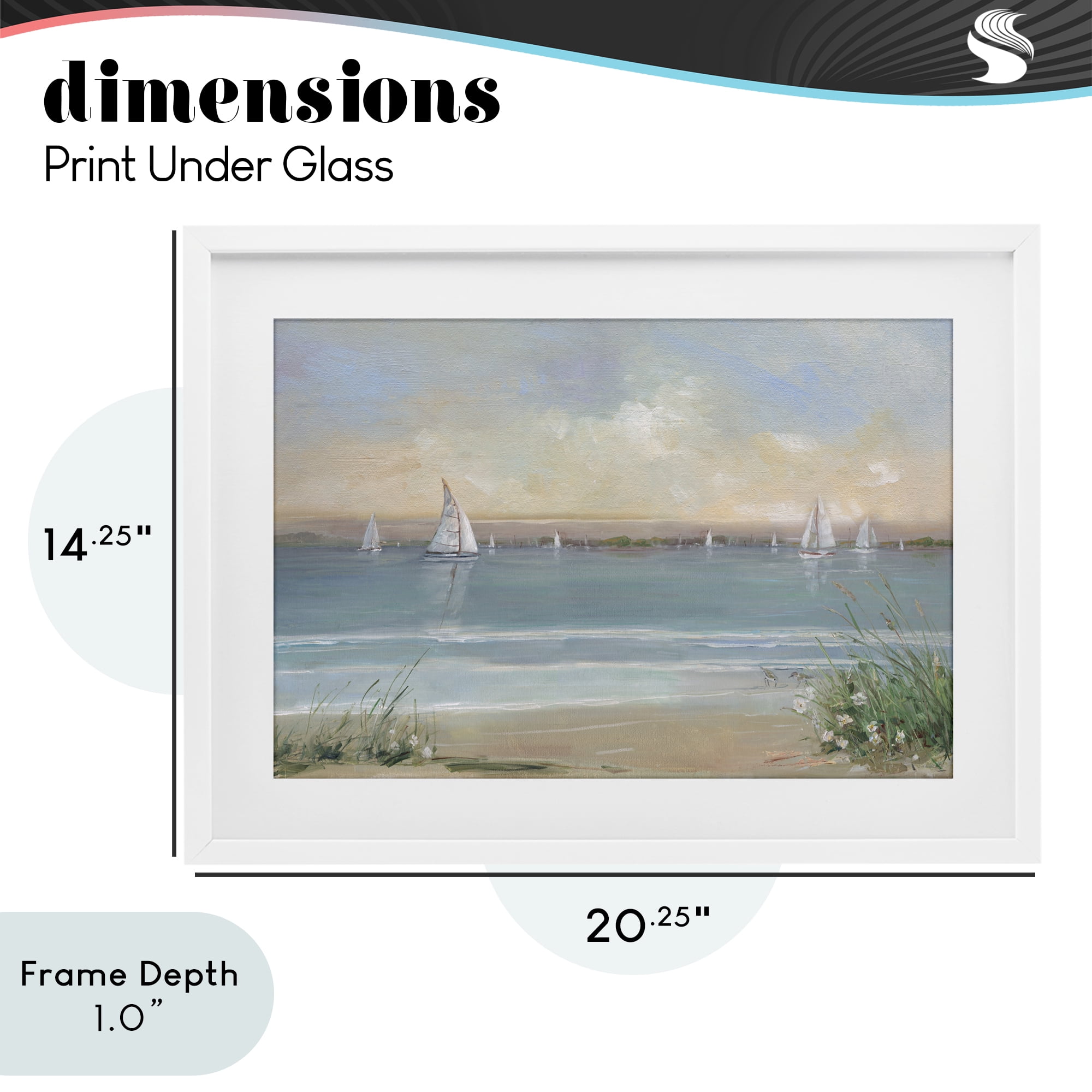 Stupell Industries Coastal Sailing At Dawn White Framed Print Under Glass, design by Sally Swatland