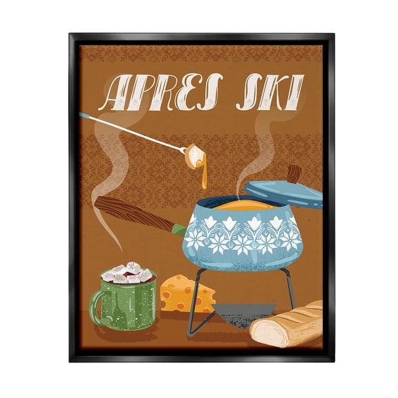 Stupell Industries Après Ski Warm Meal Food & Beverage Painting Black Floater Framed Canvas Art Print Wall Art, 17 x 21