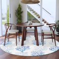 thumbnail image 3 of Coastal Blue Coral Round Area Rug 8Ft Washable Large Circle Rugs for Living Room Dorm, Nautical Ocean Seaside Beach Non-Slip Carpet Floor Mats Indoor Outdoor Carpet Runner Aesthetic Home Decor, 3 of 8