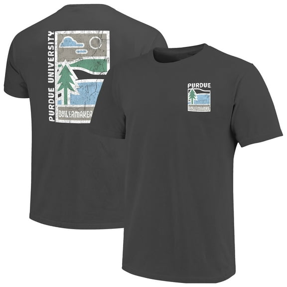 Men's Graphite Purdue Boilermakers Comfort Colors Minimal Vista Distressed Graphics T-Shirt
