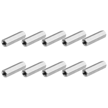 Uxcell 8#-32 UNC 304 Stainless Steel Hex Coupling Nuts, 10 Pcs 20mm / 0.79" Length Fully Threaded Rod Coupling Nut Studding Connector Fasteners, Silver Tone