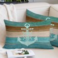 thumbnail image 2 of Blue Teal Brown Queen Pillow Covers, Anchor Nautical Coastal Ocean Wooden Soft Breathable Throw Pillow Cases with Invisible Zipper, Decorative Pillowcase Pillows Protectors for Sofa Bed Chair 20"x30", 2 of 9