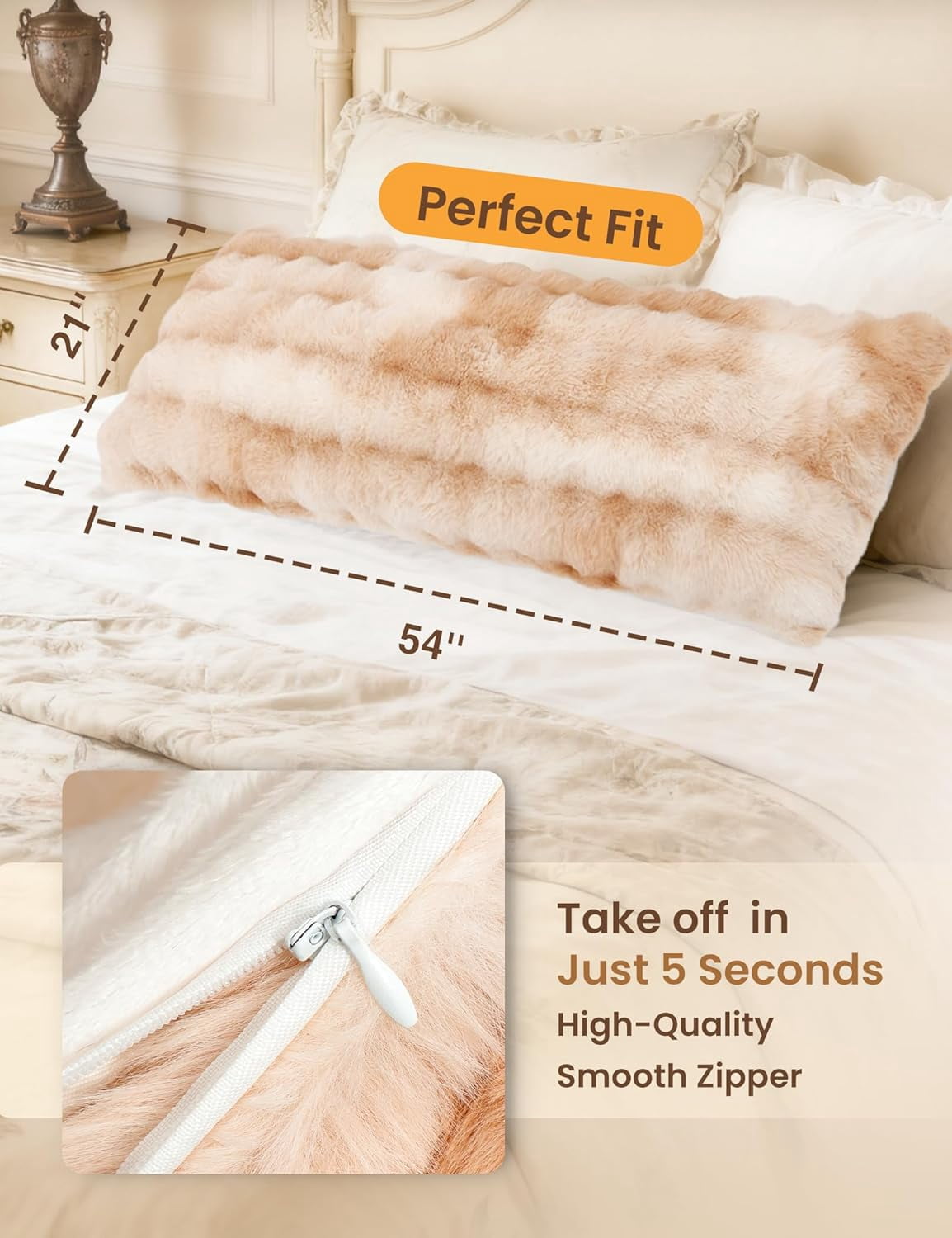 ANHXN Fluffy Bubble Body Pillow –Plush Body Pillow for Sleeping & Lounging, Dual-Sided Soft Cover with Adjustable Memory Foam Filling,
