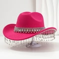 thumbnail image 1 of TINZ Stylish Cowboy Hat For Women And Men Western Hat With Large Round Gemstone Fringe Rhinestone Decorations For Parties And Events Cowboy Hat Party Necklace Cowboy Hat, 1 of 3
