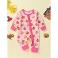 thumbnail image 2 of Suealasg Halloween Baby Girl Footies Jumpsuit Newborn Girls Crew Neck Long Sleeve Pumpkin Print Zip Up Full Length Jumpsuit 3 6 9 12 Months Infant Fall Coming Home Clothes, 2 of 7