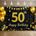 thumbnail image 4 of Black Background Glittery Golden 50th Happy Birthday Banner Party Supplies Backdrop Decorations for Photography Props Birthday Party Celebrations, 4 of 7