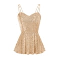 thumbnail image 3 of Franhais Women’s Casual V-neck Backless Camisole Fashion Solid Color Sequin Ruffle Suspender Tops, 3 of 9