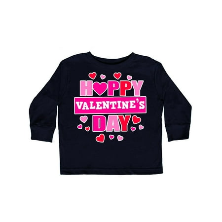 

Inktastic Happy Valentine s Day with Hearts Gift Toddler Boy or Toddler Girl Long Sleeve T-Shirt