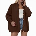 thumbnail image 2 of Towmus Fall Outfits for Women 2025 Fashion Clothes Winter Waffle Knit Clothing Oversized Button Down Shirt, 2 of 7
