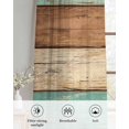 thumbnail image 6 of Farmhouse Teal Blue Brown Sheer Curtains 84 Inch Length 2 Panels Set for Living Room/Bedroom, Vintage Wooden Striped Kitchen Curtains Grommet Semi-Sheer Curtains Drapes Window Treatments 42"x84"x2, 6 of 7