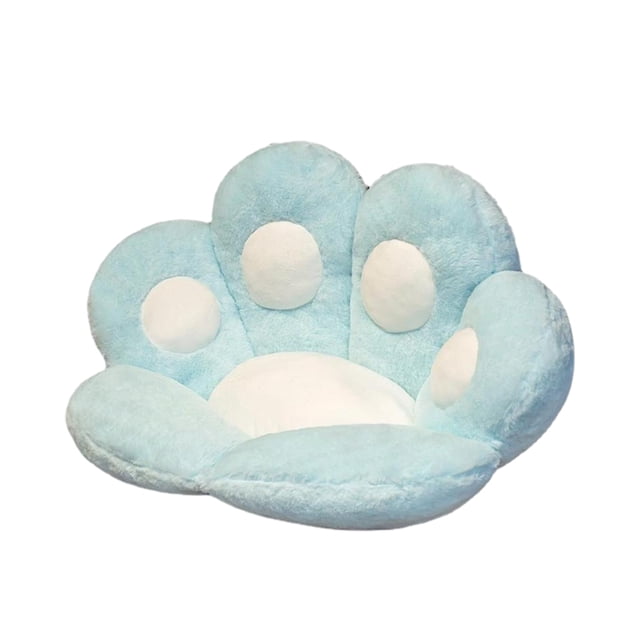 Yuarrent Cojín de asiento con forma de pata de gato, cojín para silla con ventana para suelo de felpa de invierno, colchón para interiores, Decoración del hogar Azul L L/80*70 cm