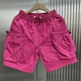 thumbnail image 2 of JTieacloth Mens Breathable Work Shorts Men's Summer Baggy Large Pocket Style Wide Leg Casual Quarter Pants,Pink, 2 of 6