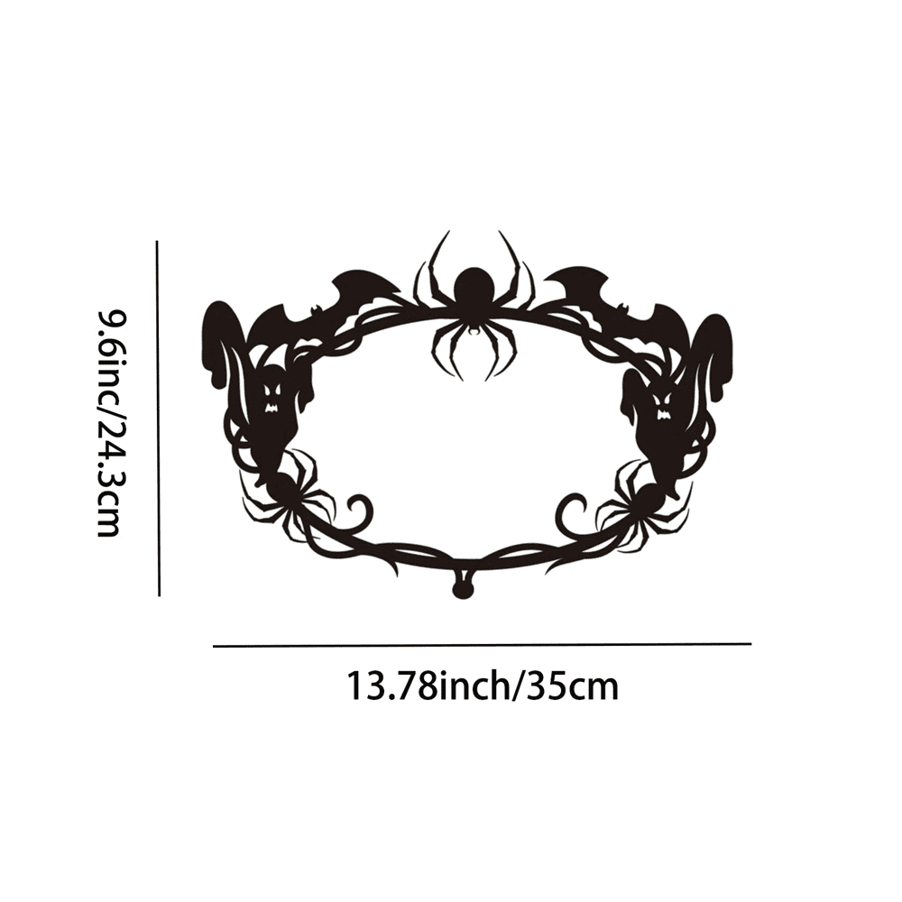 Iron Gothic Bat and Spiderweb Ghost Wall Hanging for Halloween Decor