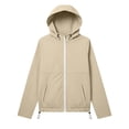 thumbnail image 4 of Tsivenald Women's Solid Color Jacket and Winter Fashion Casual Waterproof Hem Drawstring Hooded Drawstring Jacket, Khaki S-2XL, 4 of 7
