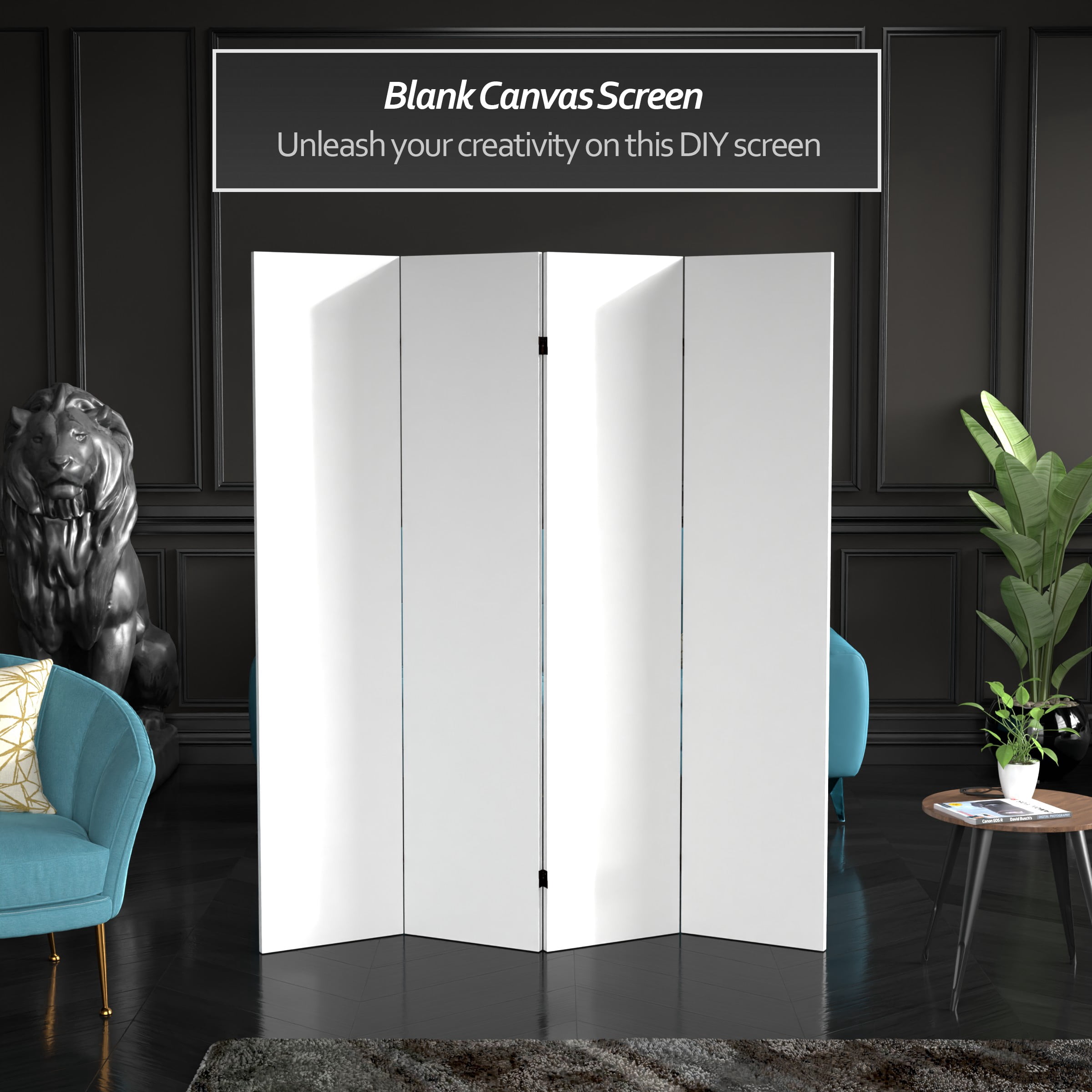 6 ft. Tall Do It Yourself Painter's Canvas Room Divider Screen 4 Panel