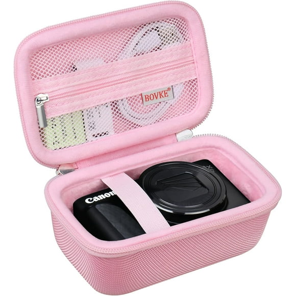 shiyou-Travel Case for Canon PowerShot SX740 HS Digital Camera, Storage Bag Holder for Canon SX730/ SX720/ SX620/ G7X Camera with Extra Pocket for Batteries, Cables, SD Cards, Pink