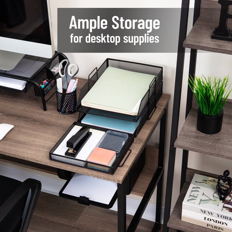 Mind Reader 2-Tier Paper Tray with Supply Compartment, Black photo 6