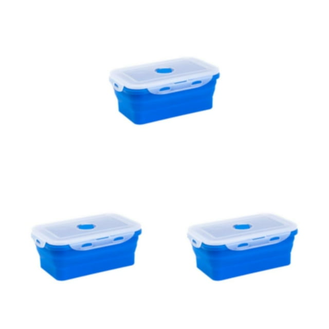 Guardoinrt Boîte de Conservation Scellée Nourriture Fraîche et Sécurisée avec Récipient à Lunch en Silicone Bleu Profond 350ml 3ensemble