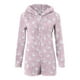 thumbnail image 3 of Mono cálido con capucha y orejas para mujer, estampado de manga larga, pantalones cortos, mono corto con cremallera, bolsillo, ropa de dormir, ropa de casa, tops de poliéster para mujer, 3 of 5