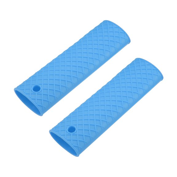 Silicone Hot Handle Holder Sleeve Pan Pot Handle Cover Blue 6.1-inch Long 2Pcs