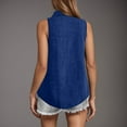 thumbnail image 4 of HUANBAI Chemise et Gilet Sans Manches à Boutons en Lin et Col à Revers pour Femmes, 4 of 7