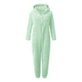 thumbnail image 5 of NAISIBABY Girls Fleece Jumpsuit, Full Zipper Cute Hooded Soft Plush Winter Warm Onesie Home Sleepwear Green 13T, 5 of 7