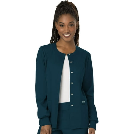 

Cherokee Workwear Revolution Women s Warm Up Scrubs Jacket Snap Front WW310