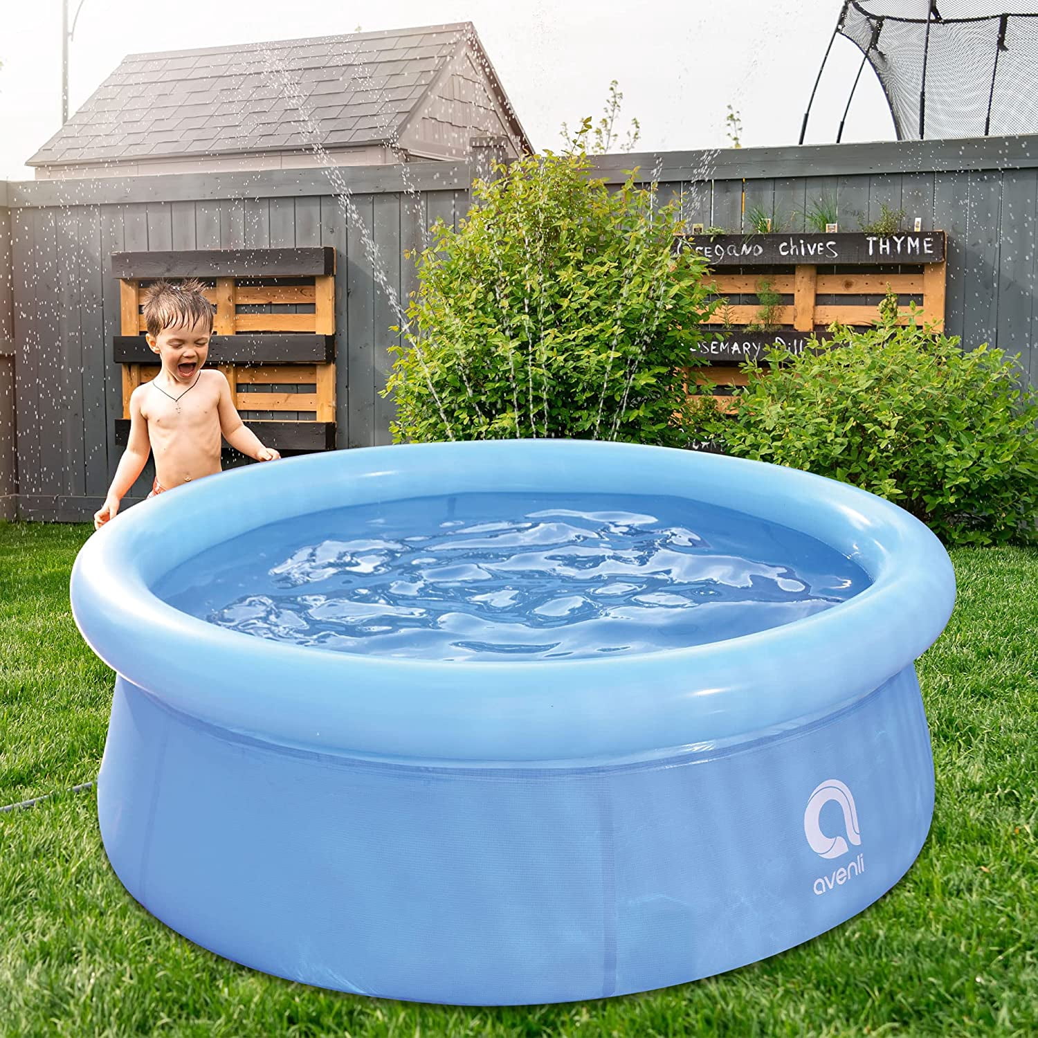 Avenli 12014 5.5 Foot x 20 Inch 1 to 2 Person Capacity Prompt Set Kids Above Ground Inflatable Outdoor Backyard Kiddie Swimming Pool, Blue