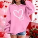 thumbnail image 3 of Sudadera con capucha y estampado de corazón de San Valentín, sudadera de manga larga para niños y niñas, chaqueta para niñas de talla mediana y grande., 3 of 7