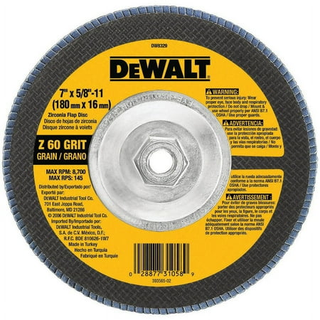 

DeWalt DW8329 High Performance Type 29 Zirconia Flap Disc 60 Grit 7 x5/8 -11 Each