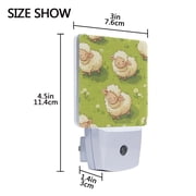 Cute Sheep Playing on The Lawn LED Night Light with Smart Sensor Plug Into Wall Dusk to Dawn 2 packs