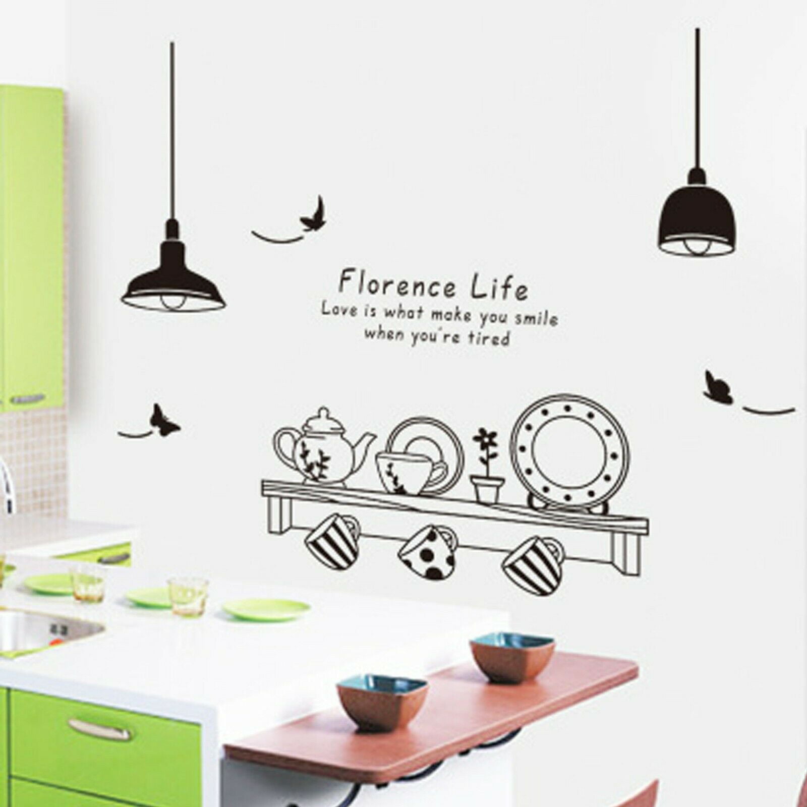 PVC Kitchen Wall Sticker Cartoon Home Creative Letter Background Decoration HO3