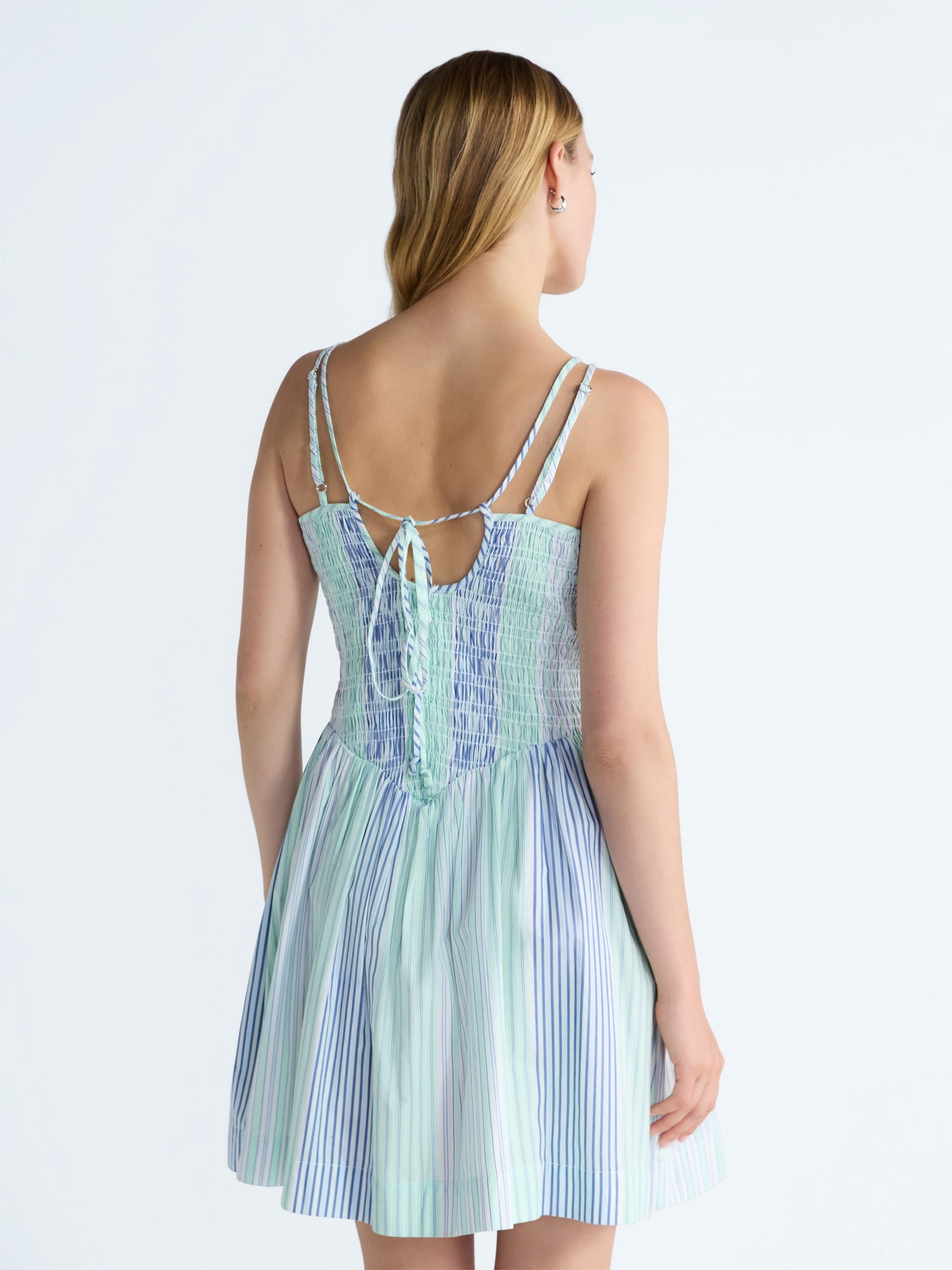 Free Assembly Women's Sleeveless Smocked Cotton Mini Dress, Sizes XS-XXL