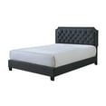thumbnail image 3 of Benjara Jane King Size Bed, Low Profile, Tufted Fabric Upholstered Headboard, Black, 3 of 5