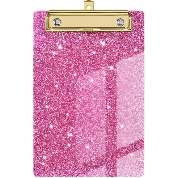 CCOCC Glitter Clipboard,Clip Board,Fashion Glitter Clip Board with Low Profile Gold Clip,Designed for Classroom School and Office Use,Size 4 X 6,Office Supplies,Pink