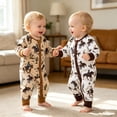 thumbnail image 5 of larppty Baby Boy Girl Western Clothes Cow Print Long Sleeve Romper Jumpsuit One Piece Newborn Fall Winter Outfit, 5 of 8