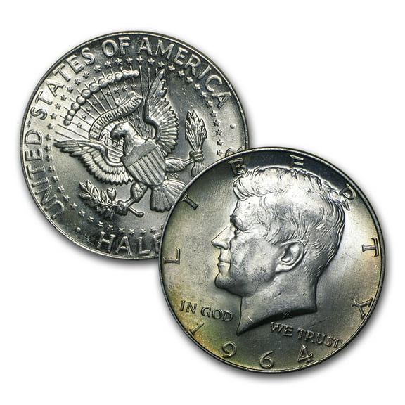 U.S. Mint 1964 Kennedy Half Dollars, 90% Silver, Brilliant Uncirculated, $1.00 Face Value
