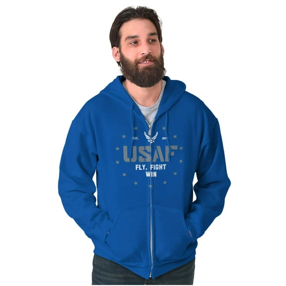 US Air Force Fly Fight Win Logo Zip Up Hoodie Men's Women's Brisco Brands S