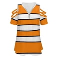 thumbnail image 4 of Clownfish Pattern Womens Summer V Neck Zipper Top Short Sleeve T Shirt Off Shoulder Top Casual Classy Loose Shirts, 4 of 7