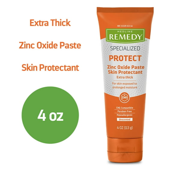 Medline Remedy Specialized Extra Thick Zinc Skin Paste, Unscented, 4 oz, 24 Ct